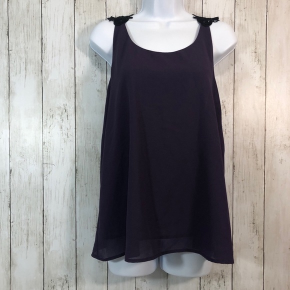Brixon Ivy Stitch Fix Purple Black Crochet Back Blouse NWT  Small - Picture 1 of 8